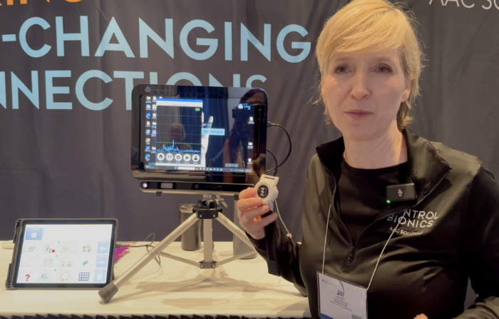 Screenshot of Jill Adlin demonstrating NeuroNode at 2024 ATIA conference